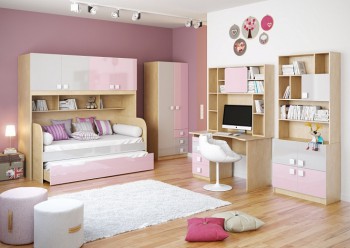Детская комната Грэйси (Розовый/Серый/корпус Клен) в Северо-Енисейском - severo-enisejskij.mebel54.com | фото