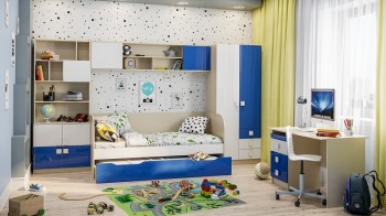 Детская комната Скай Люкс (Синий/Белый/корпус Клен) в Северо-Енисейском - severo-enisejskij.mebel54.com | фото