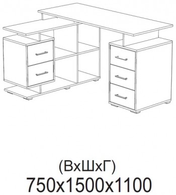 Компьютерный стол угловой СКМУ-3 белый в Северо-Енисейском - severo-enisejskij.mebel54.com | фото