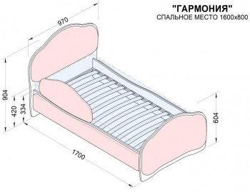 Кровать 160 Гармония 33 Сиреневый (мягкий бортик) в Северо-Енисейском - severo-enisejskij.mebel54.com | фото