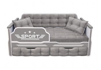 Кровать 160 серии Спорт 2 ящика 45 Серый (подушки) в Северо-Енисейском - severo-enisejskij.mebel54.com | фото