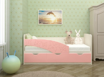 Кровать Бабочки 1,6м (Розовый металлик) в Северо-Енисейском - severo-enisejskij.mebel54.com | фото