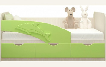 Кровать детская 1,6м Дельфин (Салатовый металлик) в Северо-Енисейском - severo-enisejskij.mebel54.com | фото