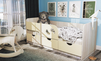 Кровать детская Минима Лего 1,6м (дуб атланта/крем) в Северо-Енисейском - severo-enisejskij.mebel54.com | фото
