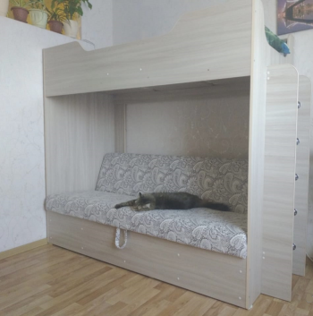Кровать двухъярусная с диваном (Беленый дуб) в Северо-Енисейском - severo-enisejskij.mebel54.com | фото