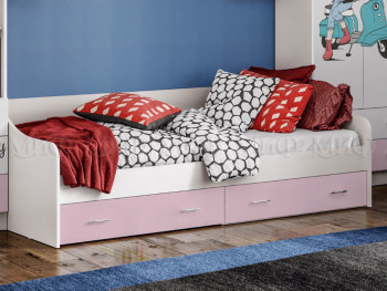 Кровать Fashion-1 Вега 0,9 м (Белый/Розовый) в Северо-Енисейском - severo-enisejskij.mebel54.com | фото