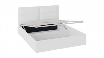 Кровать «Глосс» с мягкой обивкой и подъемным механизмом тип 1 (1600) (Белая) в Северо-Енисейском - severo-enisejskij.mebel54.com | фото