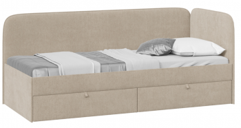 Кровать «Молли» с мягкой обивкой (900) тип 1 (Микровелюр Scandi Cream 03) в Северо-Енисейском - severo-enisejskij.mebel54.com | фото