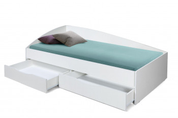 Кровать одинарная "Фея - 3" (асимметричная) (2000х900) New/(белый / белый / ДВПО белый) в Северо-Енисейском - severo-enisejskij.mebel54.com | фото
