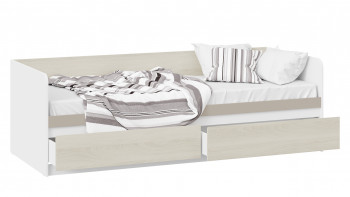 Кровать «Сканди» с 2 ящиками Дуб Гарден/Белый/Глиняный серый в Северо-Енисейском - severo-enisejskij.mebel54.com | фото