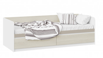 Кровать «Сканди» с 2 ящиками Дуб Гарден/Белый/Глиняный серый в Северо-Енисейском - severo-enisejskij.mebel54.com | фото