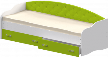 Кровать Софа-8 с мягкой спинкой (900х2000) Белый/Лайм в Северо-Енисейском - severo-enisejskij.mebel54.com | фото