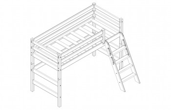Кровать Соня вариант 6 полувысокая с наклонной лестницей Лаванда в Северо-Енисейском - severo-enisejskij.mebel54.com | фото
