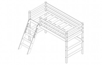 Кровать Соня вариант 6 полувысокая с наклонной лестницей Лаванда в Северо-Енисейском - severo-enisejskij.mebel54.com | фото