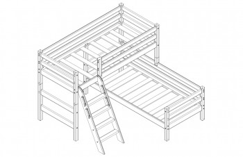 Кровать Соня вариант 8 угловая с наклонной лестницей Лаванда в Северо-Енисейском - severo-enisejskij.mebel54.com | фото