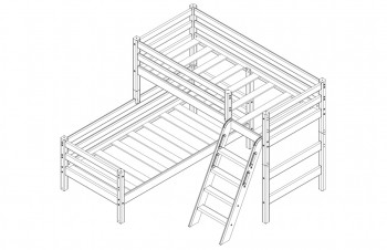 Кровать Соня вариант 8 угловая с наклонной лестницей Лаванда в Северо-Енисейском - severo-enisejskij.mebel54.com | фото