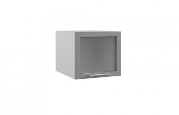 Квадро ГВПГС 500 шкаф верхний горизонтальный глубокий со стеклом высокий (Белая кожа/корпус Серый) в Северо-Енисейском - severo-enisejskij.mebel54.com | фото