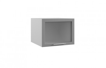Квадро ГВПГС 600 шкаф верхний горизонтальный глубокий со стеклом высокий (Белая кожа/корпус Серый) в Северо-Енисейском - severo-enisejskij.mebel54.com | фото