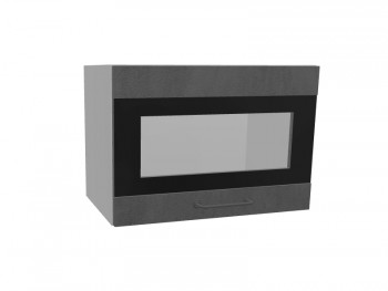 Лофт ПГСФ 500 шкаф верхний горизонтальный со стеклом и фотопечатью (Бетон темный/корпус Серый) в Северо-Енисейском - severo-enisejskij.mebel54.com | фото