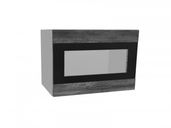 Лофт ПГСФ 500 шкаф верхний горизонтальный со стеклом и фотопечатью (Дуб бурый/корпус Серый) в Северо-Енисейском - severo-enisejskij.mebel54.com | фото