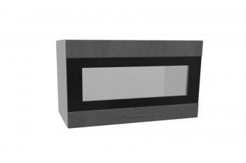Лофт ПГСФ 600 шкаф верхний горизонтальный со стеклом и фотопечатью (Бетон темный/корпус Серый) в Северо-Енисейском - severo-enisejskij.mebel54.com | фото