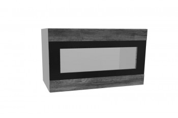Лофт ПГСФ 600 шкаф верхний горизонтальный со стеклом и фотопечатью (Дуб бурый/корпус Серый) в Северо-Енисейском - severo-enisejskij.mebel54.com | фото