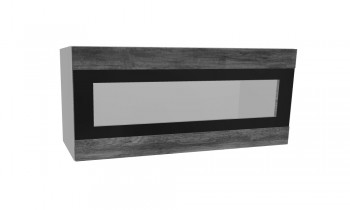Лофт ПГСФ 800 шкаф верхний горизонтальный со стеклом и фотопечатью (Дуб бурый/корпус Серый) в Северо-Енисейском - severo-enisejskij.mebel54.com | фото
