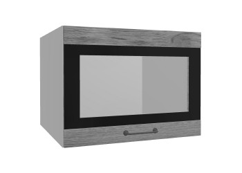Лофт ВПГСФ 600 шкаф верхний горизонтальный со стеклом высокий с фотопечатью (Дуб цикорий/корпус Серый) в Северо-Енисейском - severo-enisejskij.mebel54.com | фото