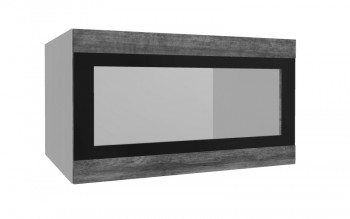Лофт ВПГСФ 800 шкаф верхний горизонтальный со стеклом высокий с фотопечатью (Дуб бурый/корпус Серый) в Северо-Енисейском - severo-enisejskij.mebel54.com | фото
