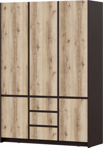 Модульная система "Прага" Шкаф для одежды трехстворчатый Дуб Венге/Дуб Делано в Северо-Енисейском - severo-enisejskij.mebel54.com | фото