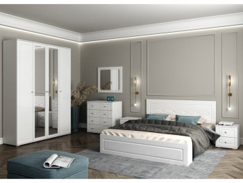 Модульная спальня Барселона (Белый/Белый глянец) в Северо-Енисейском - severo-enisejskij.mebel54.com | фото