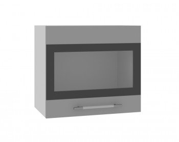 Ройс ВПГСФ 500 Шкаф верхний горизонтальный со стеклом с фотопечатью высокий (Черника софт/корпус Серый) в Северо-Енисейском - severo-enisejskij.mebel54.com | фото