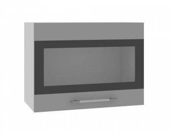 Ройс ВПГСФ 600 Шкаф верхний горизонтальный со стеклом с фотопечатью высокий (Черника софт/корпус Серый) в Северо-Енисейском - severo-enisejskij.mebel54.com | фото