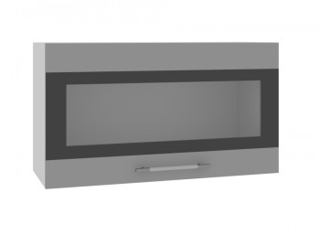 Ройс ВПГСФ 800 Шкаф верхний горизонтальный со стеклом с фотопечатью высокий (Черника софт/корпус Серый) в Северо-Енисейском - severo-enisejskij.mebel54.com | фото