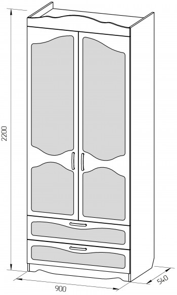 Шкаф 2-х створчатый с ящиками серии Иллюзия 33 сиреневый в Северо-Енисейском - severo-enisejskij.mebel54.com | фото