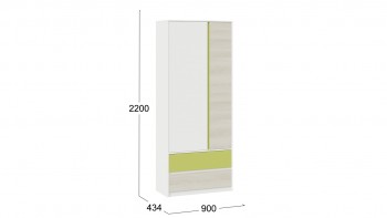 Шкаф для одежды комбинированный «Сканди» Дуб Гарден/Белый/Зеленый в Северо-Енисейском - severo-enisejskij.mebel54.com | фото