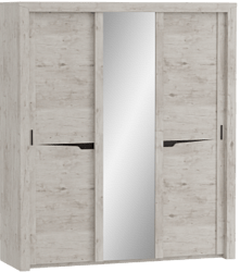 Шкаф трехдверный Соренто с раздвижными дверями Дуб бонифаций/Кофе структурный матовый в Северо-Енисейском - severo-enisejskij.mebel54.com | фото