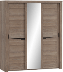 Шкаф трехдверный Соренто с раздвижными дверями Дуб стирлинг/Кофе структурный матовый в Северо-Енисейском - severo-enisejskij.mebel54.com | фото