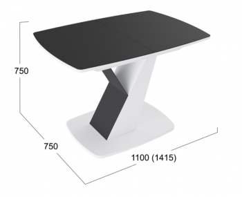 Стол обеденный «Гарда» Тип 1 (Белый/Стекло матовое черный графит) в Северо-Енисейском - severo-enisejskij.mebel54.com | фото