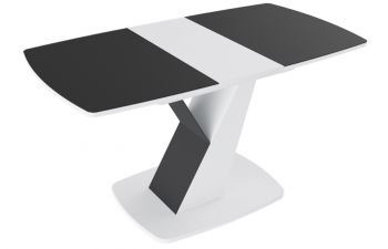 Стол обеденный «Гарда» Тип 1 (Белый/Стекло матовое черный графит) в Северо-Енисейском - severo-enisejskij.mebel54.com | фото