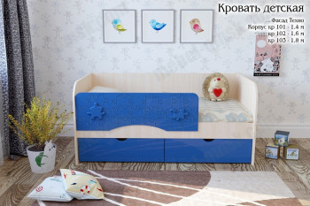 Техно Кровать детская 2 ящика 1.8 Синий глянец в Северо-Енисейском - severo-enisejskij.mebel54.com | фото